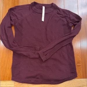 Lululemon Women's Burgundy‎ Long Sleeve Merino Wool Sweater Size 10 thumbnail 5