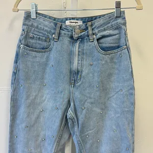 Showpo. Rhinestone High Waist Mom Denim‎ Jeans Medium Wash Sz 4 thumbnail 3