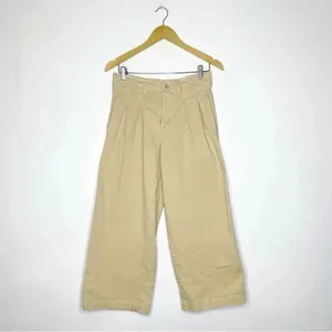 Maeve Anthropologie High-Waisted Wide-Leg Culottes Pants Khaki Crop Size 2 thumbnail 2