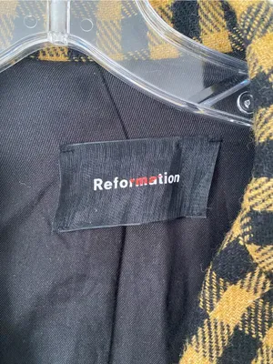Reformation Lazer Checked Open-Front Blazer Jacket Black size XS thumbnail 10