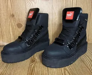 Puma x Fenty by Rihanna SB Black eyelet sneaker platform boots M7 W8 rare thumbnail 1