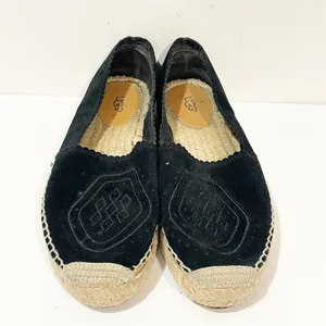UGG Suede Heidi Loafer Perforated Espadrilles Black Platform Slip-On Size 9 thumbnail 2