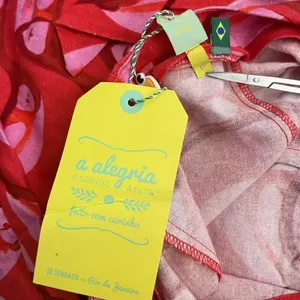 NWT Farm Rio Linen blend Copabanana Wrap Mini Dress Red Pink Size S thumbnail 14