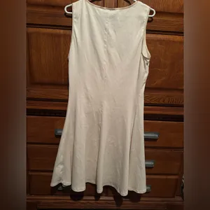 New York & Company Cream A-Line Dress NWT Size L Sleeveless Classic Minimalist thumbnail 6