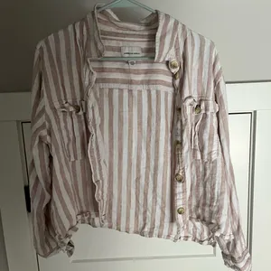 American Eagle Outfitters Pink and White Striped Shirt thumbnail 1