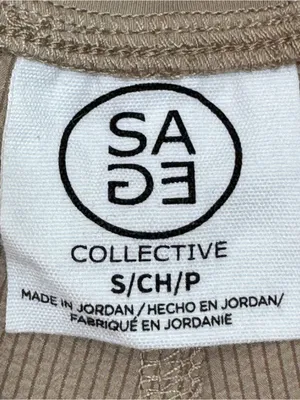 Sage Collective Textured Cargo Pocket Crop Pants Kahki Tan Small Utility Casual thumbnail 6