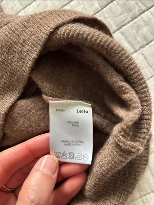 Lello Vtg brown turtleneck 100% wool base layer light sweater med thumbnail 3
