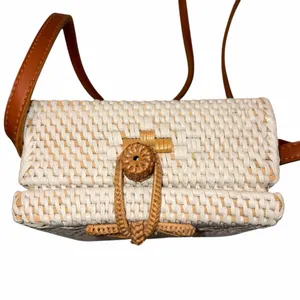 Urban Outfitters Harper White Rattan Wicker Straw Square Crossbody Purse Bag thumbnail 5