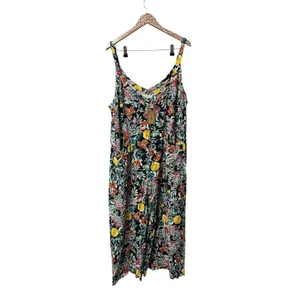Natural Life Floral Wide Leg Sleeveless Cropped Jumpsuit Multicolor XL NEW thumbnail 5