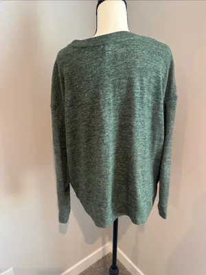 H&M Heathered Forest Green Crewneck Sweater thumbnail 3
