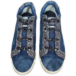 Vintage Havana Denim Glitter Chain Embellished‎ Low Top Sneakers Shoes Womens 10 thumbnail 2