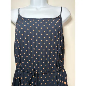 Banana Republic Maxi Dress Navy Blue Polka Dot Pleated Sleeveless Fall Wedding 4 thumbnail 3