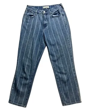 P A C S U N Womens Mom Jeans Blue Pinstripe Size 26 High Waisted Denim‎ thumbnail 1
