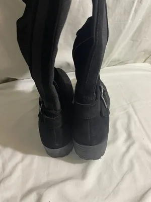 UNIONBAY Women's Black Tall Riding Boots Side Zip Buckle Stretch Panel Size 8M thumbnail 5