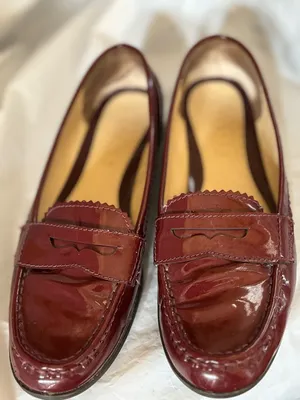 Polo by Ralph Lauren Women's Burgundy Patent Leather Loafers thumbnail 1