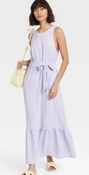 A new day Maxi Tiered Textured Stretch Dress Pastel Purple Size‎ small thumbnail 1