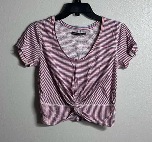 Abercrombie & Fitch Women Striped Crop Top‎ Twist Knot Size M. thumbnail 1