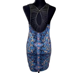 Free People Digital Damsel Floral Pixels Bodycon Strappy Dress in Neon Glow Sz M thumbnail 5
