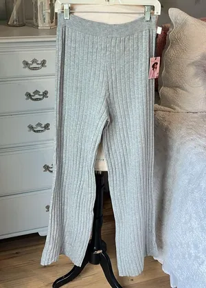 Gray Sweater Pants Comfy Ribbed New Size M thumbnail 6