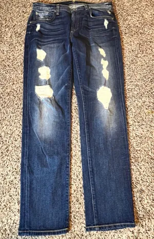 7‎ For All Mankind The Relaxed Skinny Distressed Blue Jeans Size 28 Made in USA thumbnail 1