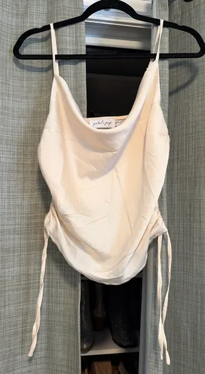 Petal & Pup Satin Cowl Neck Tank in Cream thumbnail 1