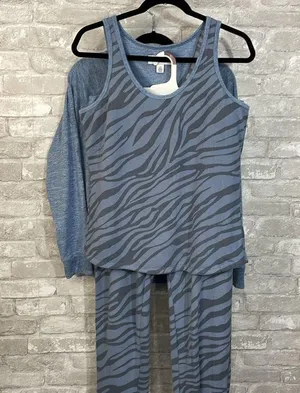 Karen Neuburger 3 Pieces Textured Pajama Set, Blue thumbnail 11