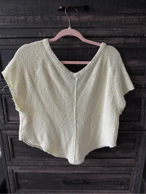 Free People Sage Knit V-Neck Cropped Top thumbnail 3
