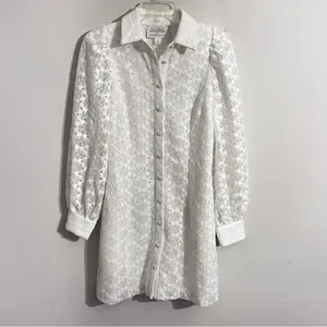 Anthropologie Mara‎ Mara White Textured Resortwear Mod Vacation Dress Sz XS 🟨 thumbnail 2