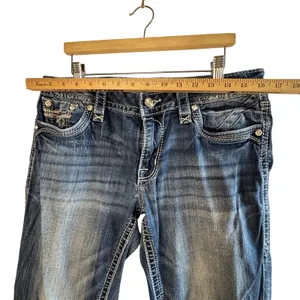 Rock Revival Beliss Bootcut Jeans Women 31 Embellished Flap Pockets Mid Wash Y2K thumbnail 7
