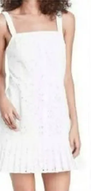Alexis White Eyelet Button-Front Mini Dress with Ruffle Hem thumbnail 1