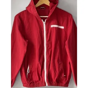Brandy Melville John Galt Cotton Red Zip Up Jacket Hooded Windbreaker thumbnail 3