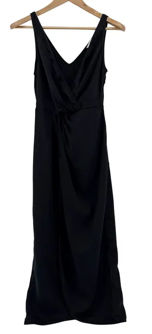 & Other Stories Paris‎ Atelier Black Lyocell Surplice Front Midi Dress Size 2 thumbnail 1