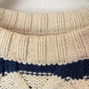 Madewell Cable-Knit Oversized Sweater in Stripe XXS thumbnail 5
