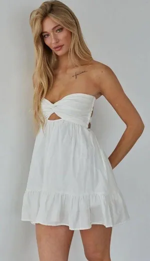 American Threads white savannah strapless twist front mini thumbnail 1