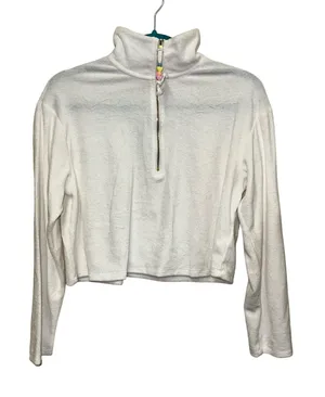 Stoney Clover Lane x Target Cropped Terry Quarter‎ Zip XS White Heart Zipper thumbnail 1