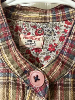 Free people Plaid Linen/Cotton Blend Cropped Button Down Jacket Sz Small thumbnail 7