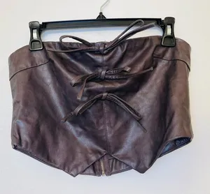 TIC TOC From Los Angeles Brown Faux Leather Tube Bow‎ Details Top Size L thumbnail 1