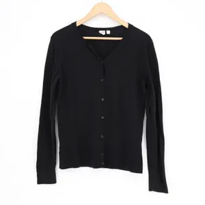 Gap Cardigan Sweater Womens Large Black Knit Ribbed Button Front Long Sleeve thumbnail 2