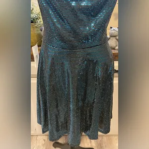 NWT B Darlin Blue Sequin Sparkly Cowl Neck Mini Dress thumbnail 5