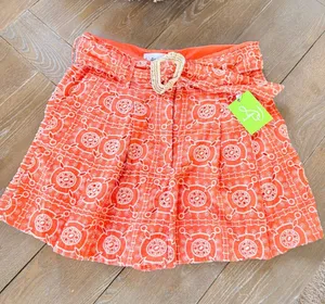 Sam Edelman Eyelet Lace Shorts‎ Womens Orange Size 14 thumbnail 1
