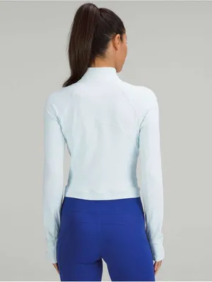 Lululemon Its Rulu Run Cropped Half Zip in Powder Blue Size 8 Athletic Pullover thumbnail 2