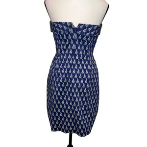 Vineyard Vines Cotton Boating Dress Navy Sailboats Strapless Sheath Size 2 thumbnail 4