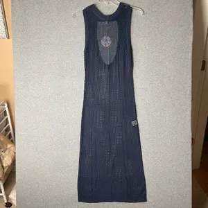 ANRABESS Women's Navy Blue Crochet Mesh Maxi Dress Beach‎ Cover Up New thumbnail 3