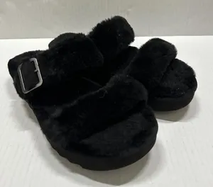 Koolaburra By UGG Shoes Womens Size 7 38 Black‎ Furr-ah Buckle Slide Slippers thumbnail 1