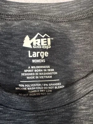 REI Co-op Womens Large Top Midweight Base Layer Crew Long Sleeve Black Gray thumbnail 5