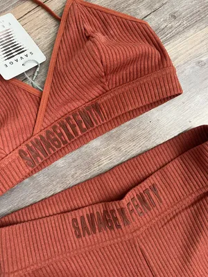 Savage X Fenty Essential Heavy Rib 2-Piece Set in Smoky Brown thumbnail 2