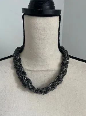 EXPRESS Vintage Y2K Braided Mesh Chain Necklace Statement Women's Cyberpunk Edgy Jewelry thumbnail 1