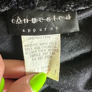 VTG 90s Y2K Connected Apparel Crushed Velvet Open Front Jacket Shawl Black XL thumbnail 8