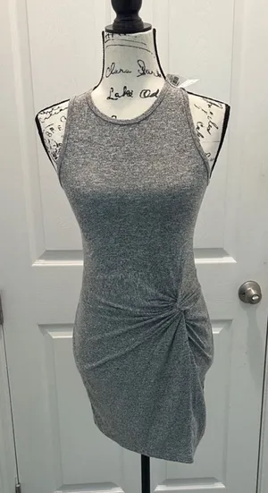 Abercrombie & Fitch Heather Gray Knotted Side Dress thumbnail 1