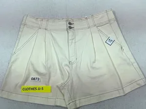 Womans Time and Tru High Rise Pleated Ivory Denim Shorts size 18 waist 37 inches thumbnail 1